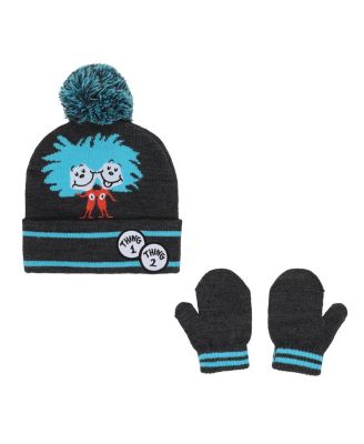 Thing 1 and Thing 2 Toddler Cuffed Pom Beanie and Gloves Set