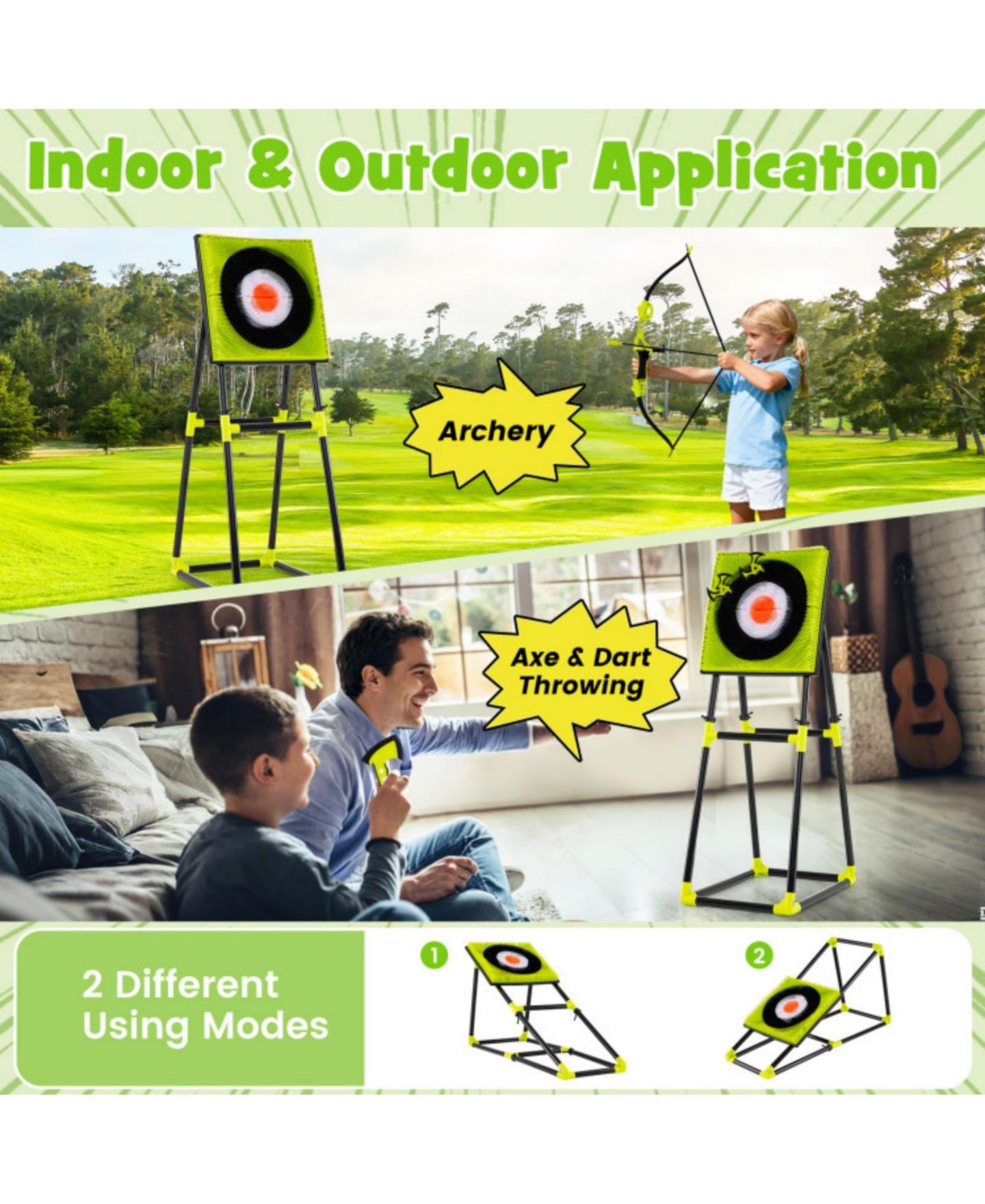 Детские игрушки SUGIFT 4-in-1 Indoor-Outdoor Kids Axe Throwing Game Set, 27.5" x 19.5" x 55", Ages 8+, цвет: Зелёный — фото 5