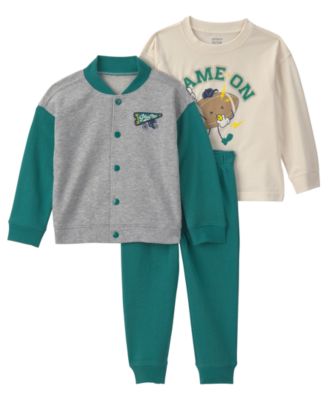 Toddler Boys' 2T-5T Varsity French Terry Long-Sleeve Top, Jacket and Pants, 3-Piece Set 