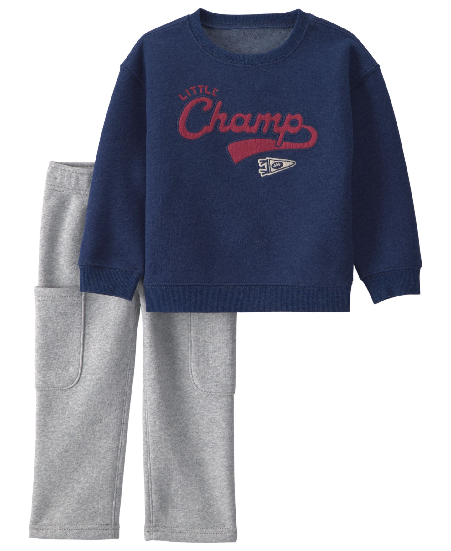 Детский флисовый комплект Carter's Little Champ Football, мальчики 2T-5T: свитшот и брюки, цвет: Тёмно-синий / Серый — фото 1