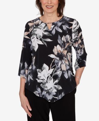 Petite Watercolor Floral Printed Top