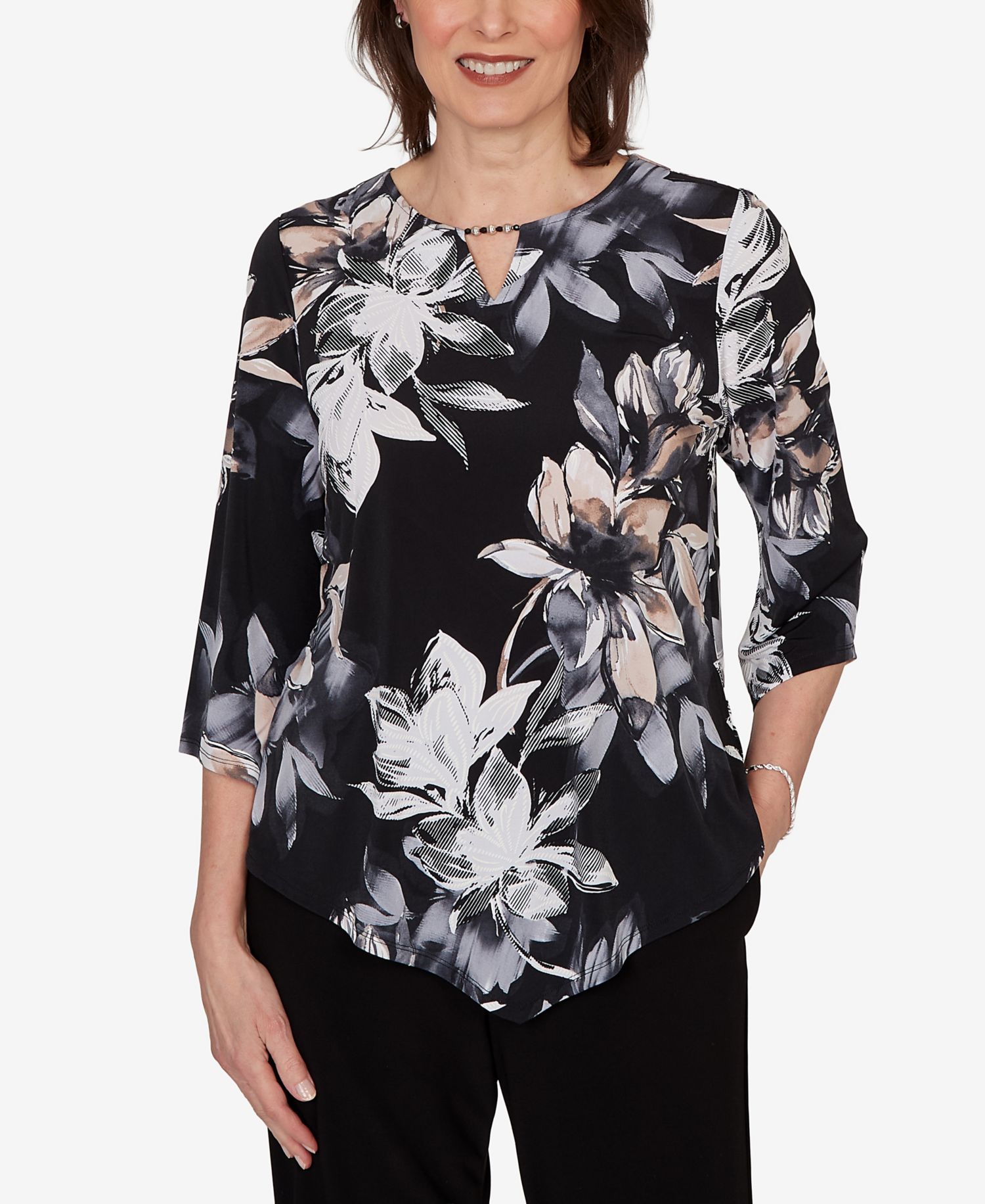 Petite Watercolor Floral Printed Top