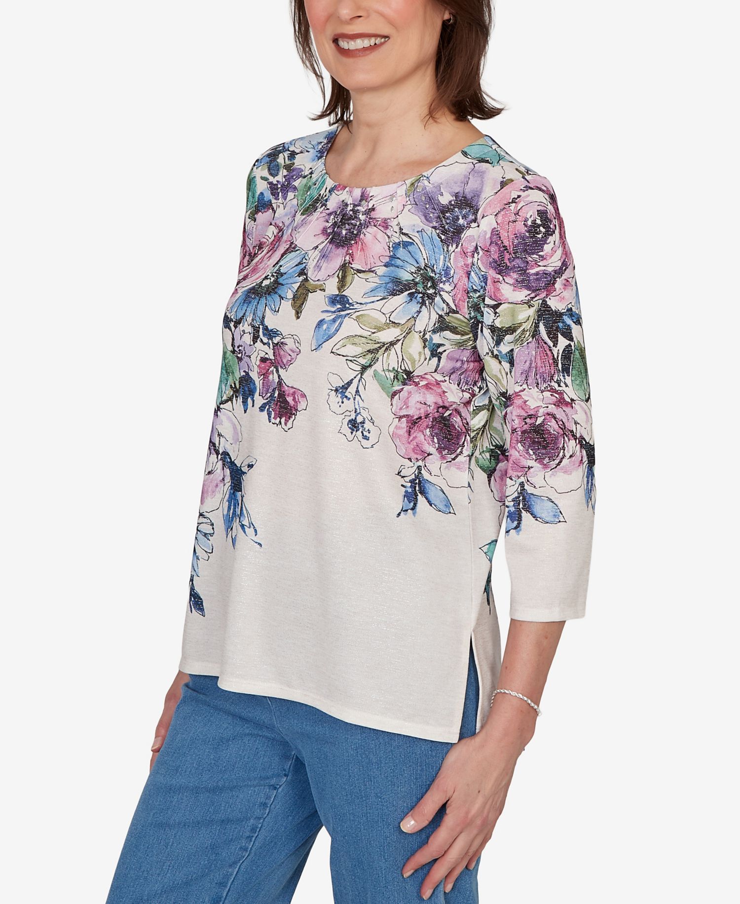 Petite Falling Roses Knit Top