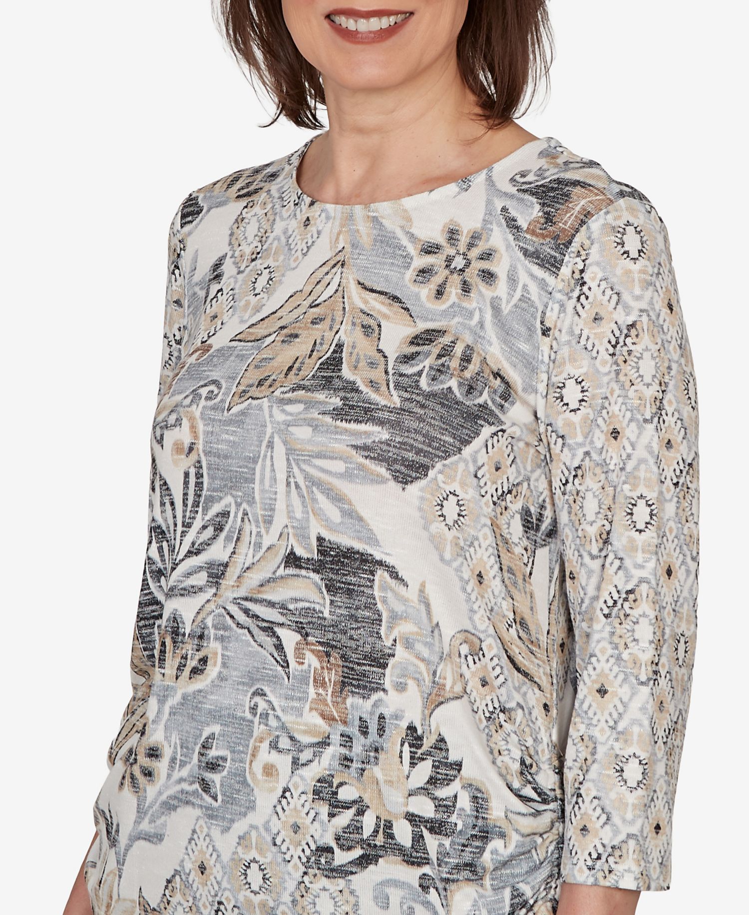 Petite Geo Leaf Knit Top