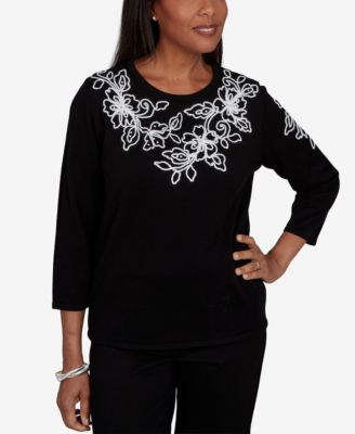 Petite Floral Scroll Soutache Sweater