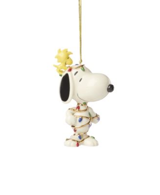 Snoopy Tangled in Lights Ornament