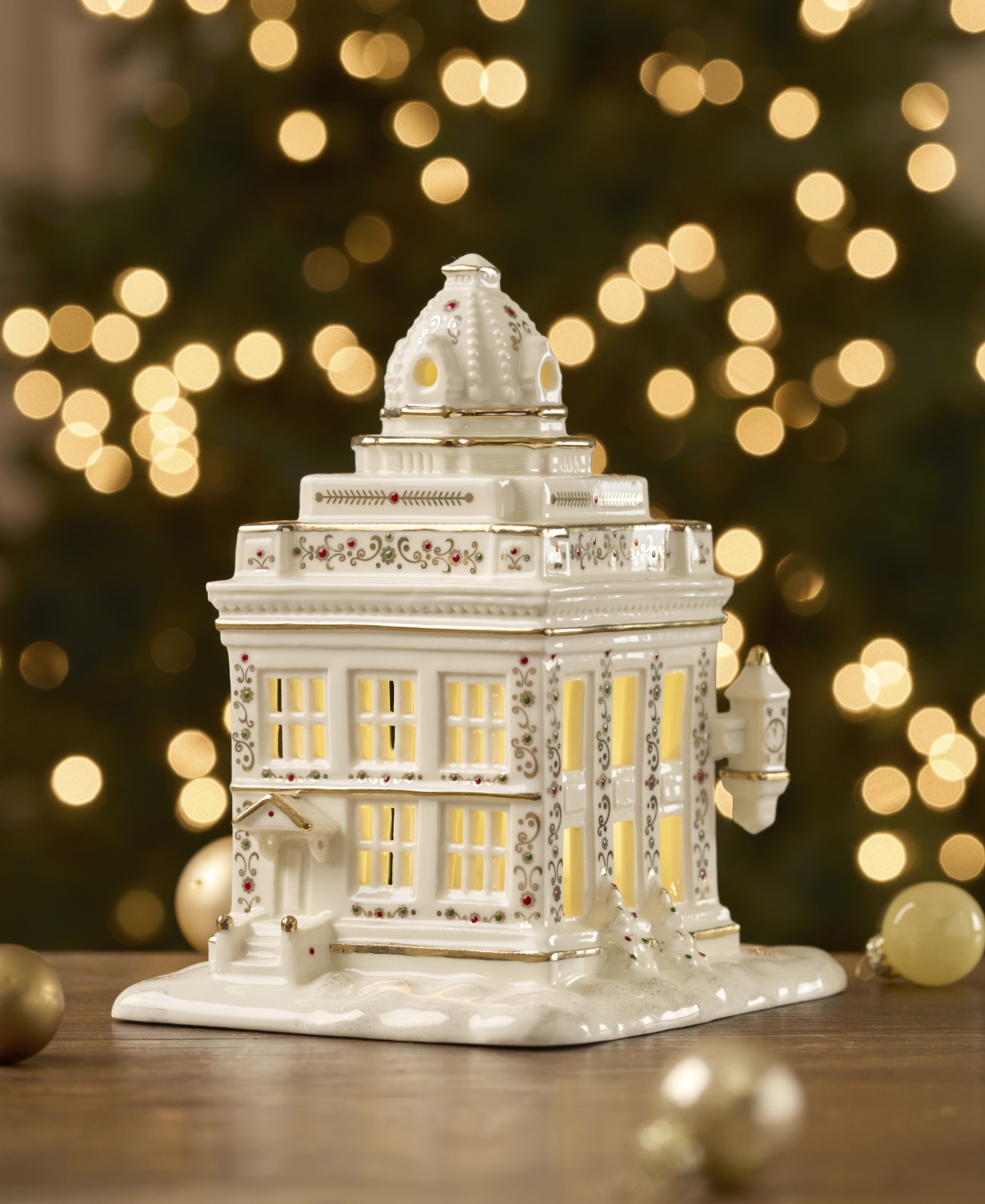 Lenox Mistletoe Park Bank Lit Figurine