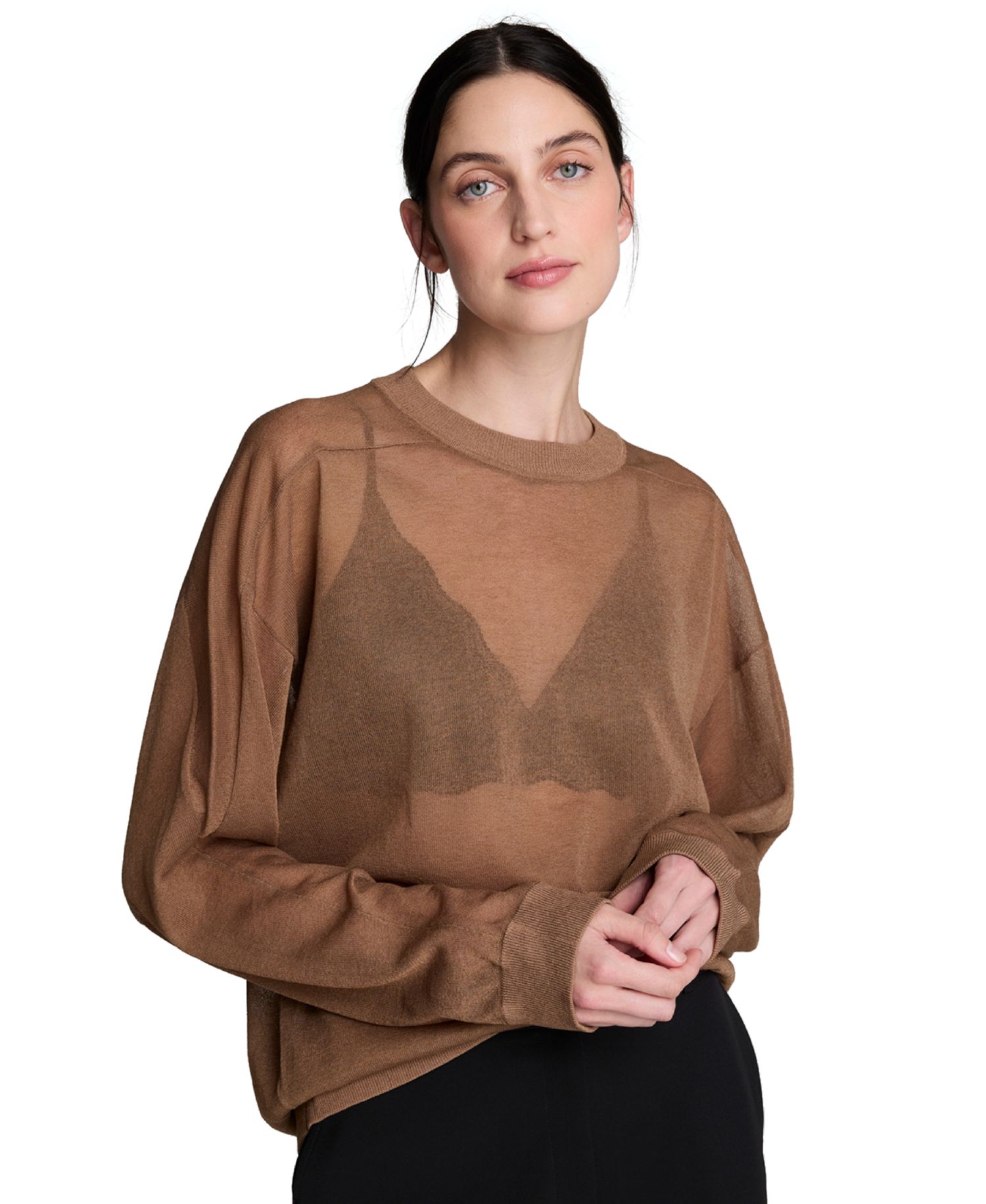 Women's Oversized Sheer Crewneck Sweater