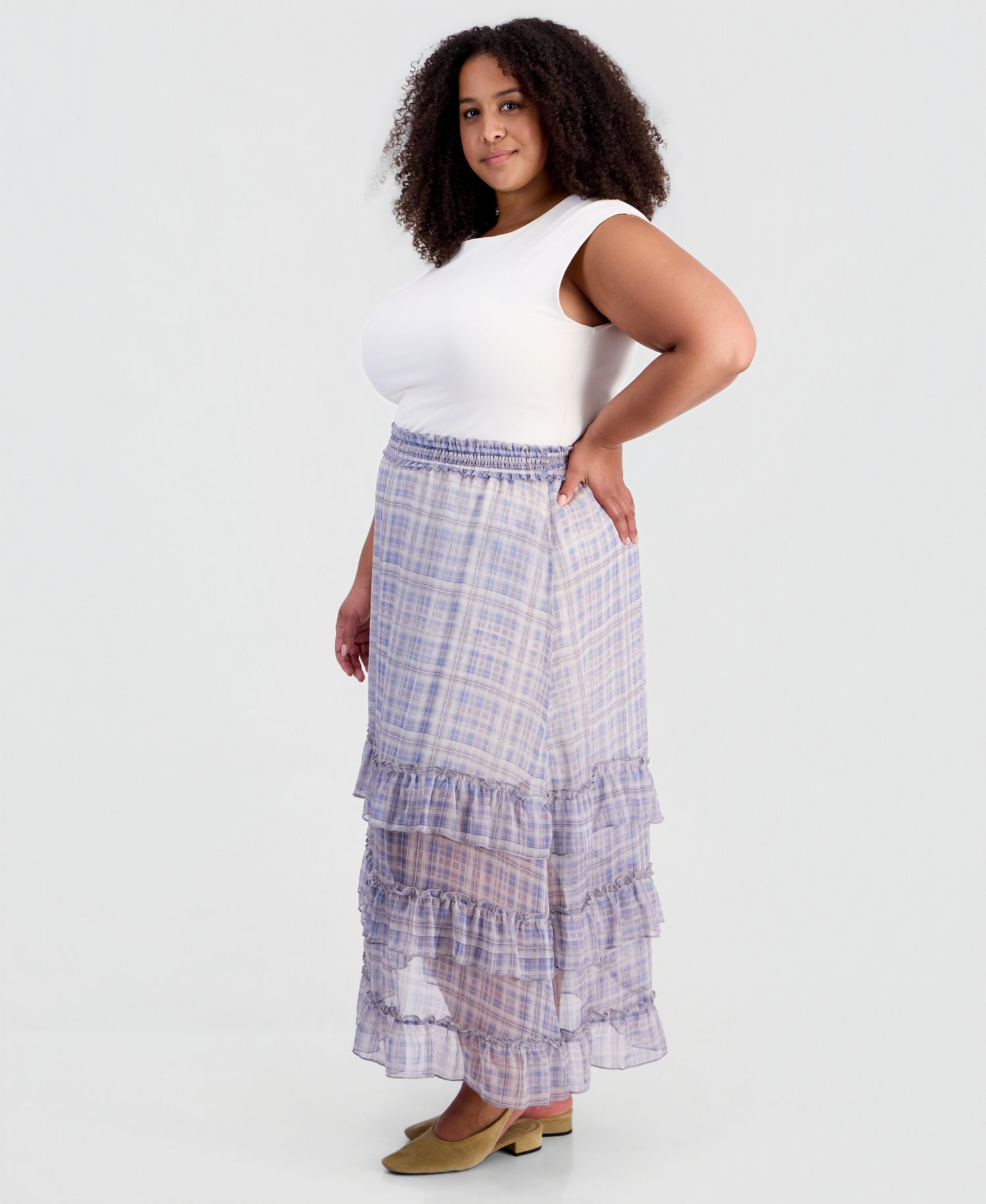 Trendy Plus Size Chiffon Midi Skirt