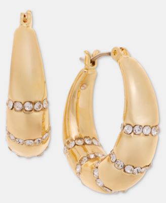 Small Pav&eacute; Stripe Hoop Earrings, 0.91"
