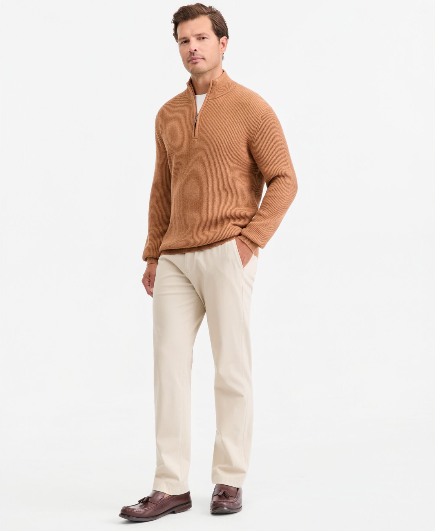 Men's Cotton Refined Cardigan Stitch Quarter-Zip Sweater, Macy's Exclusive