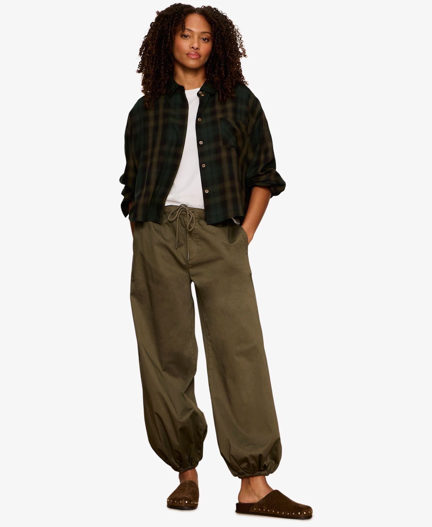 Women's Cropped Balloon Leg Pull-On Pants