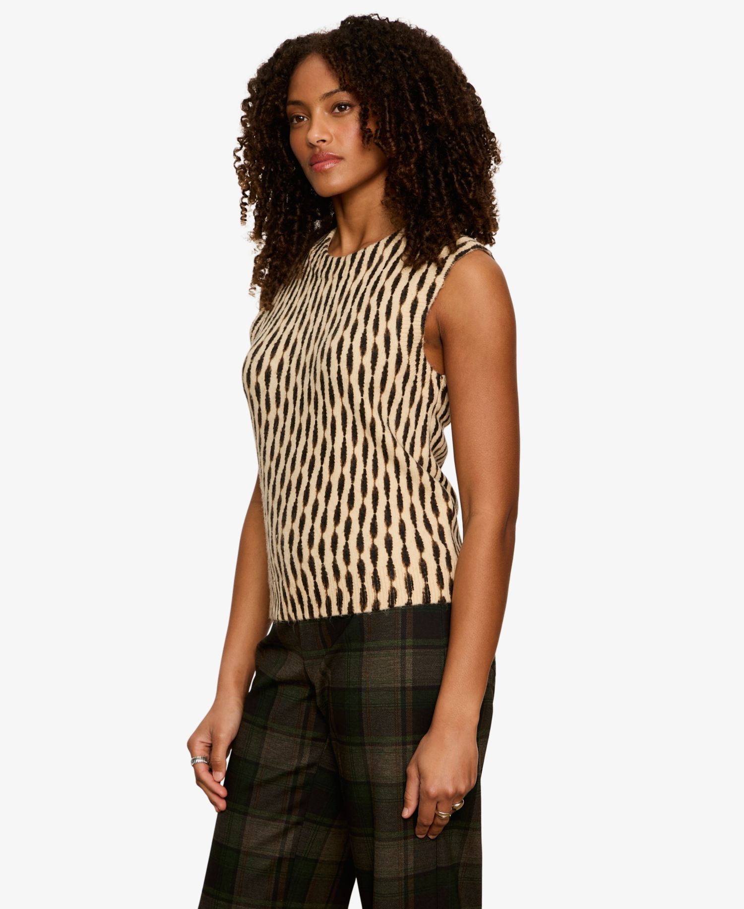 Petite Printed Sleeveless Sweater
