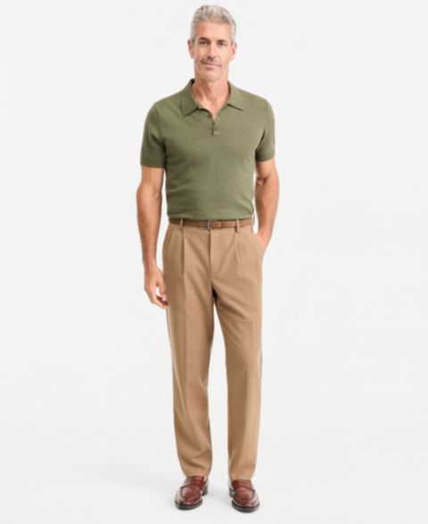 Мужские брюки Club Room Regular-Fit Pleated Stretch Dress Pants, цвет: Коричневый