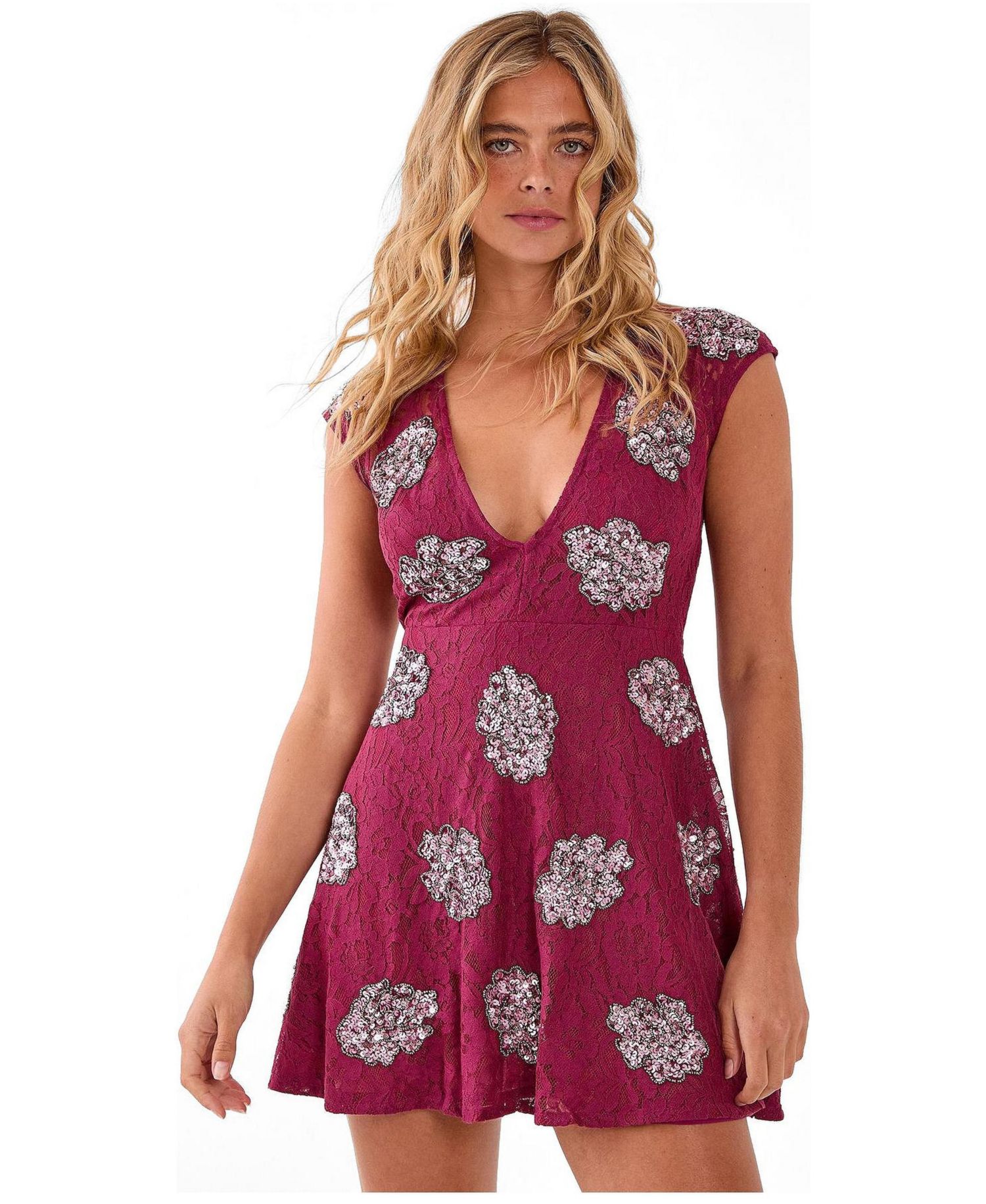 Women's Plunge Skater Mini Dress