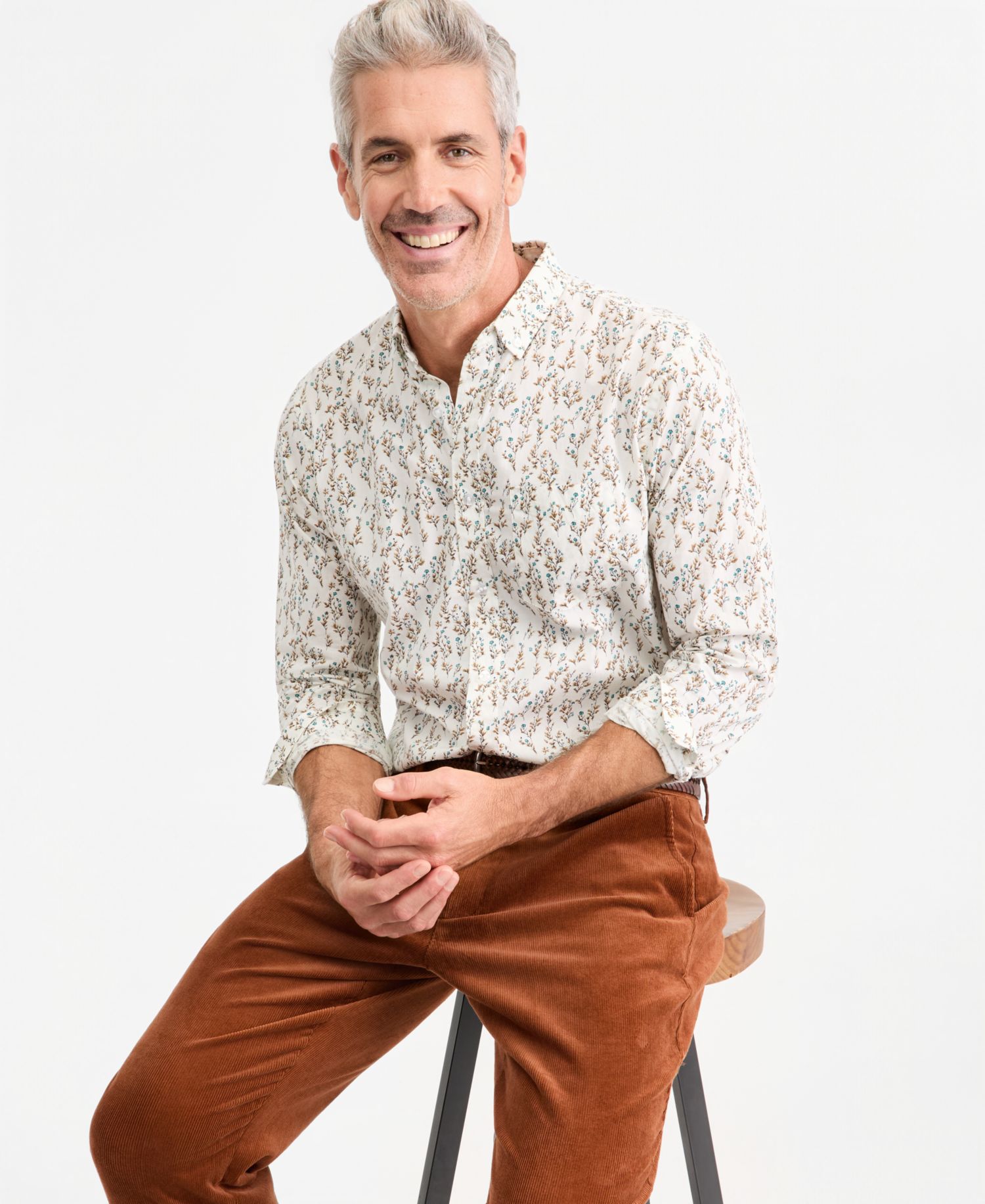 Men's Floral Poplin Button-Down Shirt