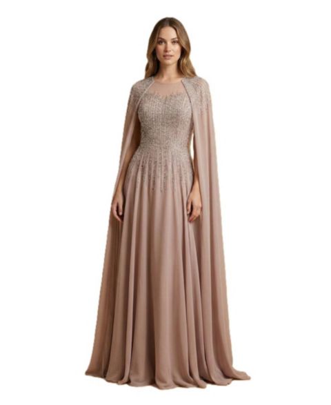Женские платья Lara Chiffon A-line Long Gown with Long Cape Sleeves, цвет: Пыльный фиолетовый
