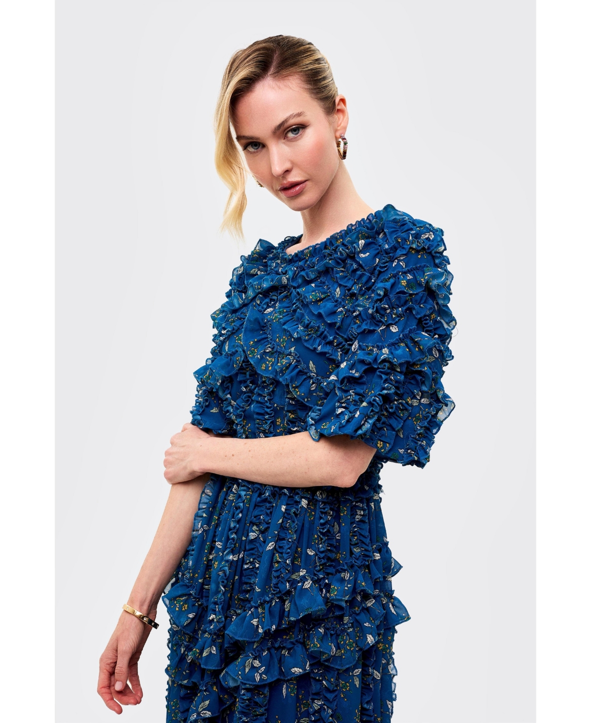 Beauut Women's Ruffle Flutter Sleeves Maxi Dress
