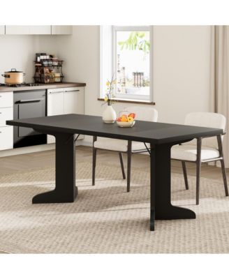 71" Large Dining Table for 6 to 8 People, Modern Dinner Table with Unique Wooden Legs, Rectangle Dining Table for Kitchen, Dining Room
