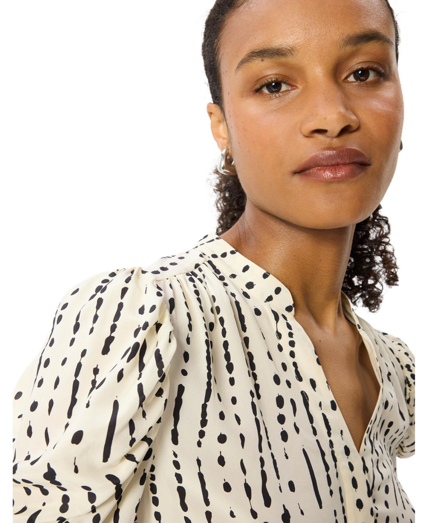 Women's Dashed Spot Gathered Blouse