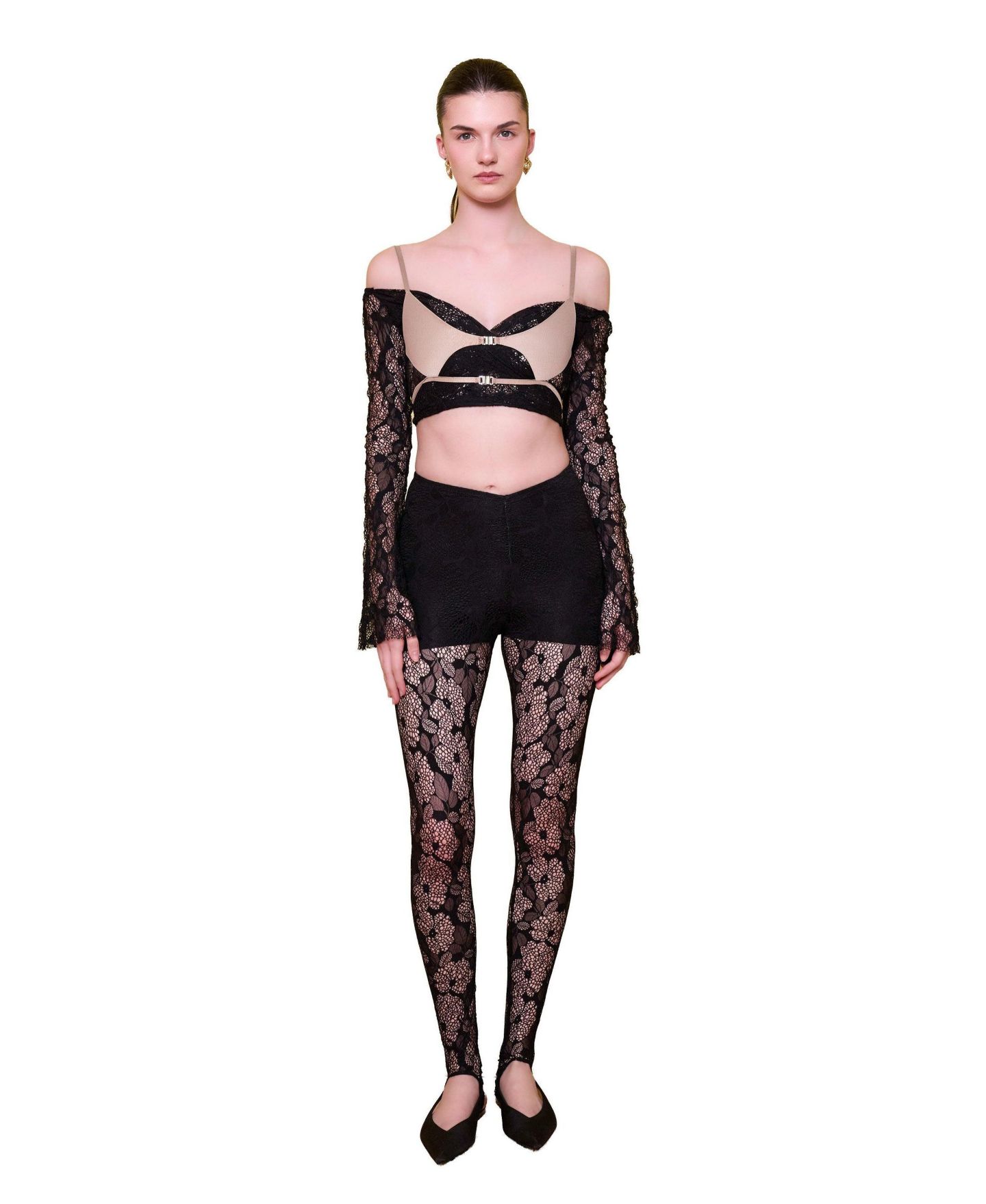 Женские леггинсы PCFG The Party Edit Lace Leggings with Built In Ribbed, цвет: Чёрный — фото 7