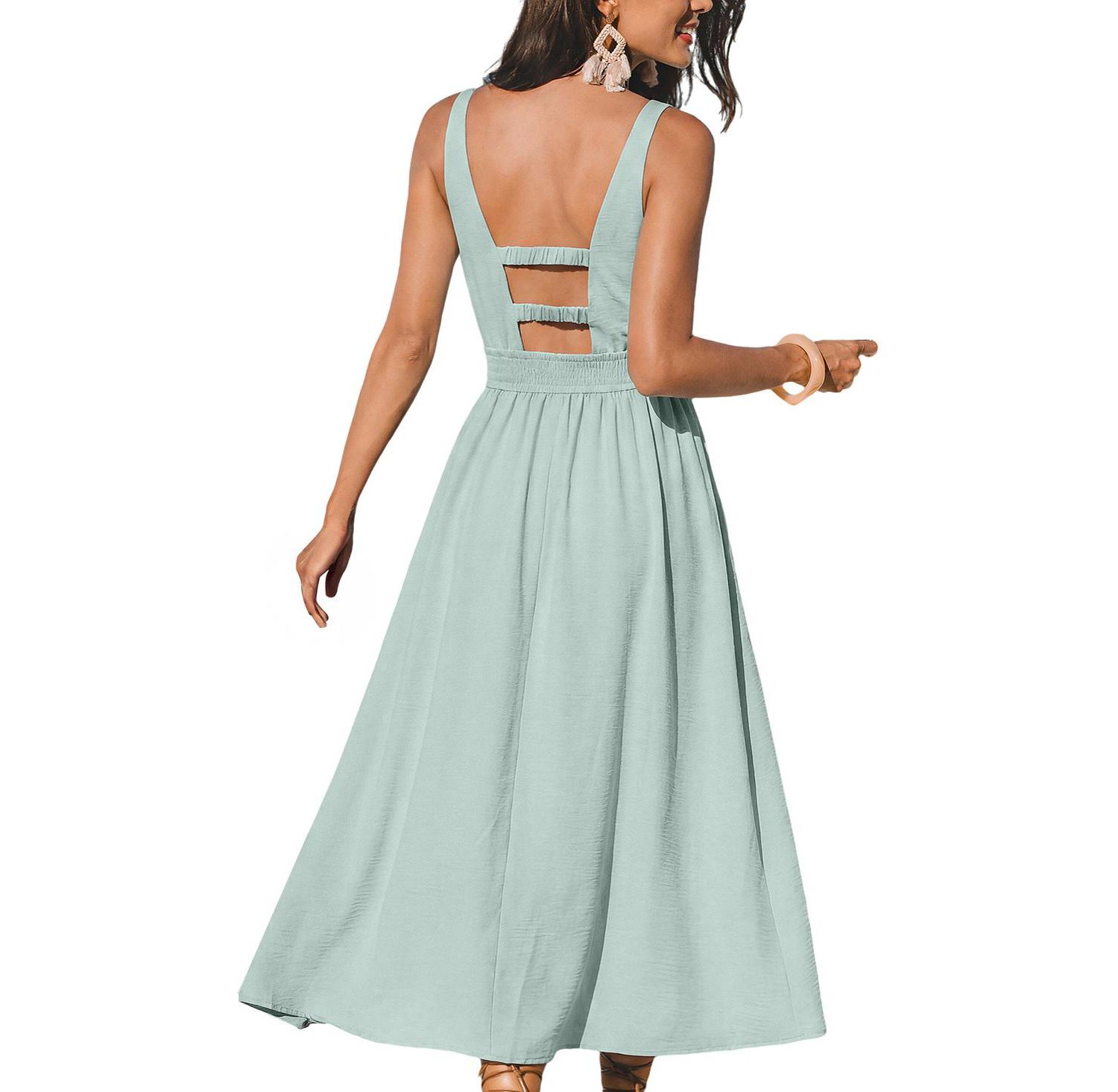 Women's Grand Entrance Green Midi Beach Dress