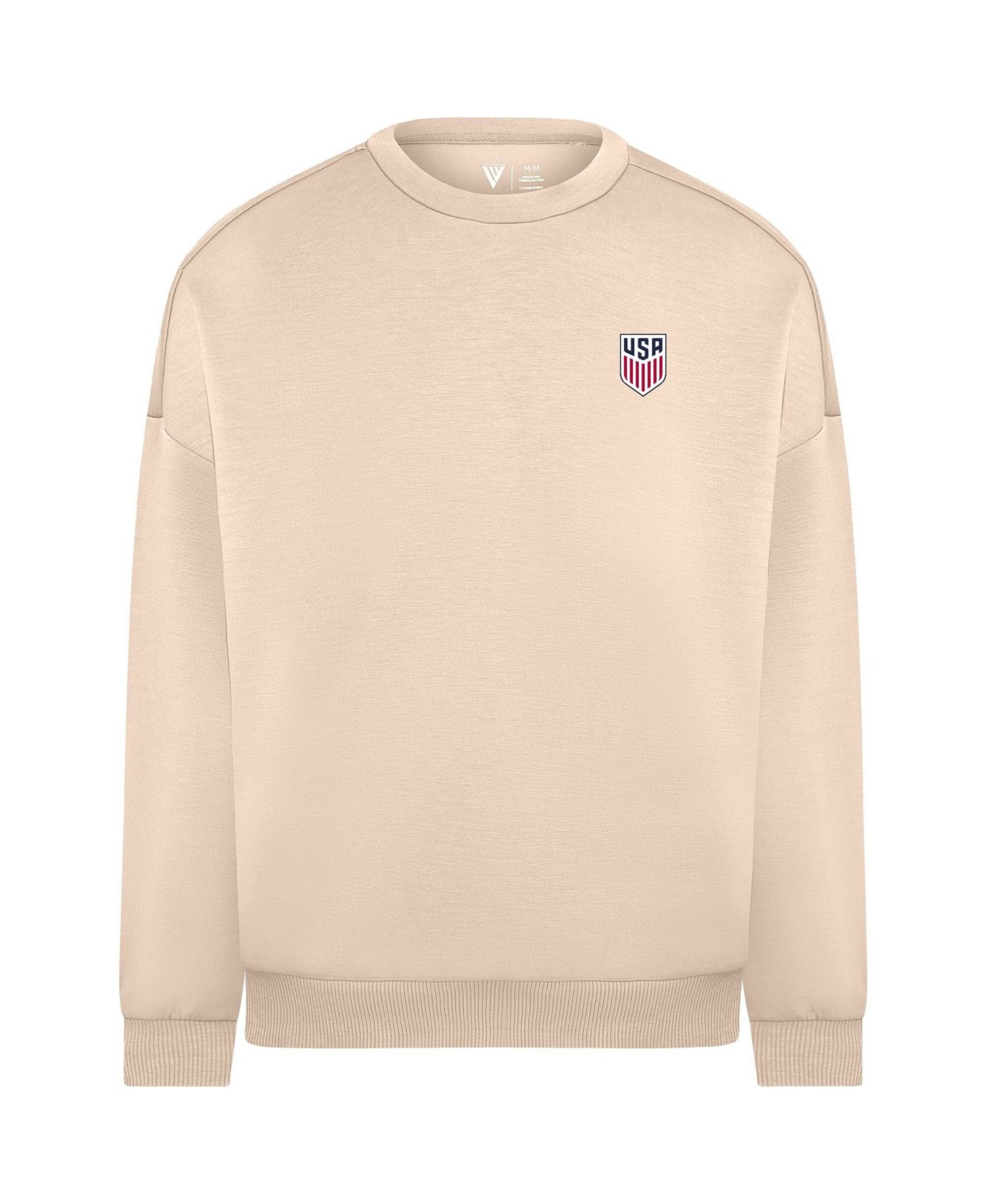 Men's Khaki USMNT Luxe Signature Tri-Blend 3-D Patch Sweatshirt