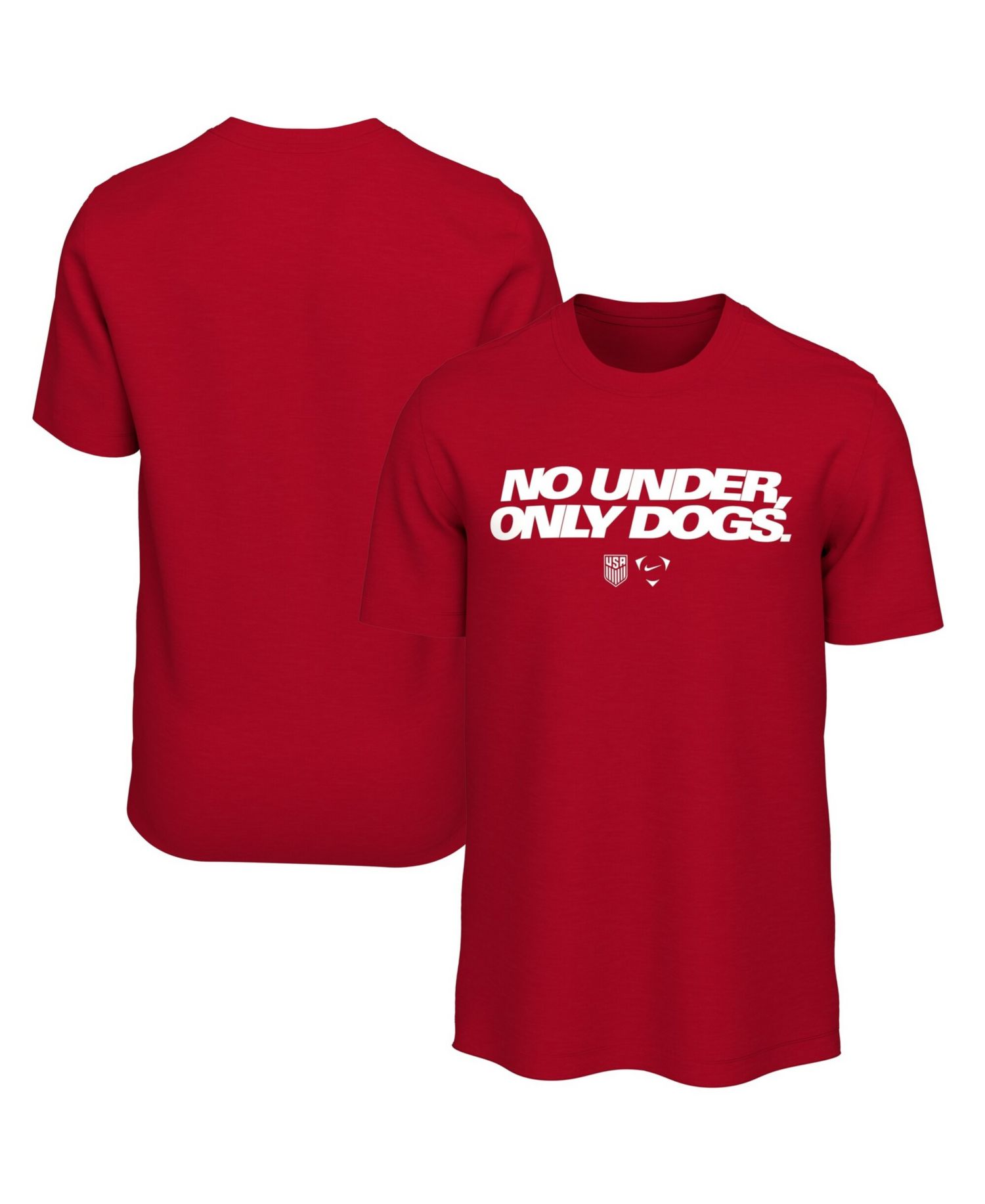 Men's Red USMNT No Under Only Dogs T-Shirt