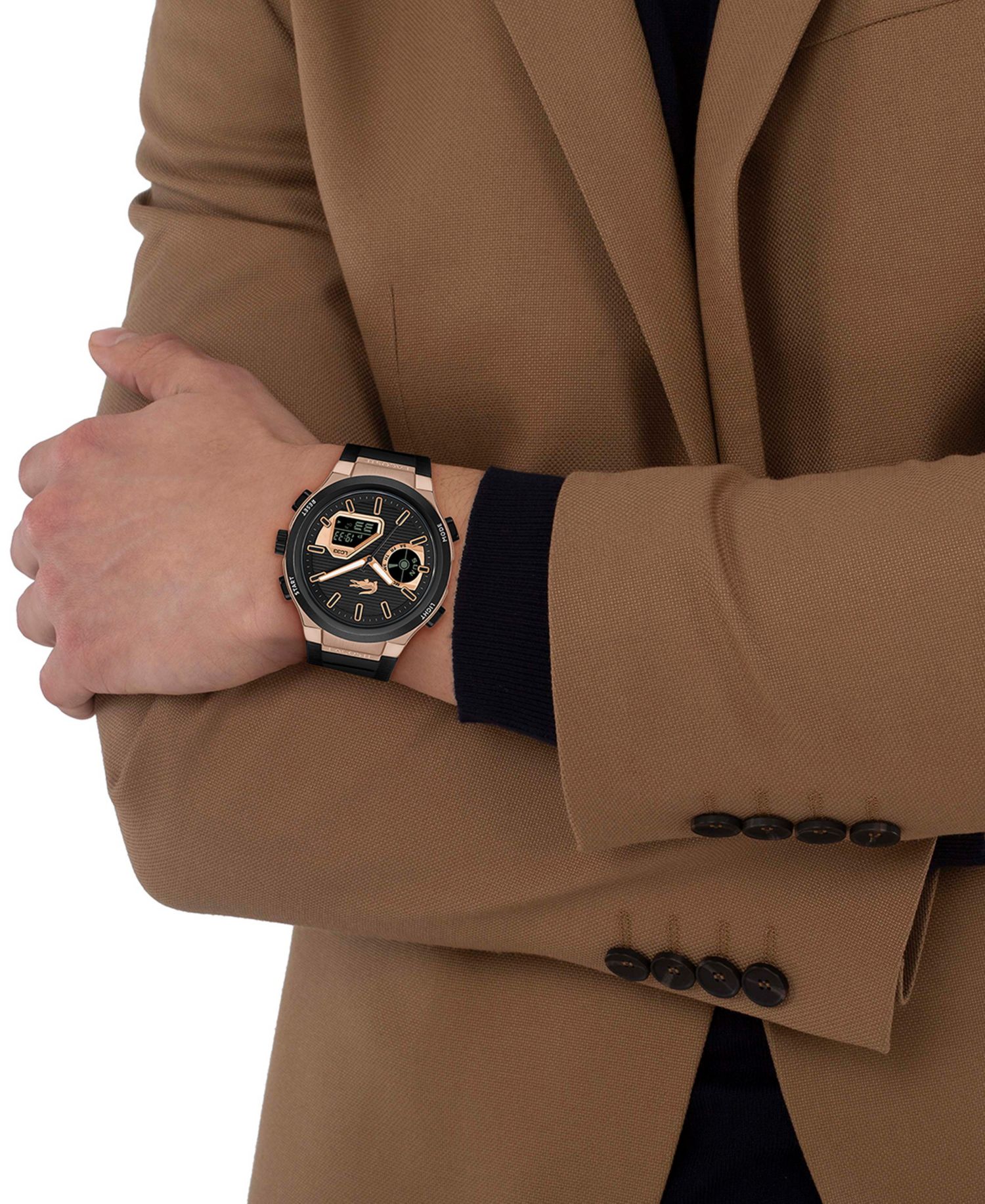 Men's Quartz LC33 Black Silicone Strap Watch 44.8mm