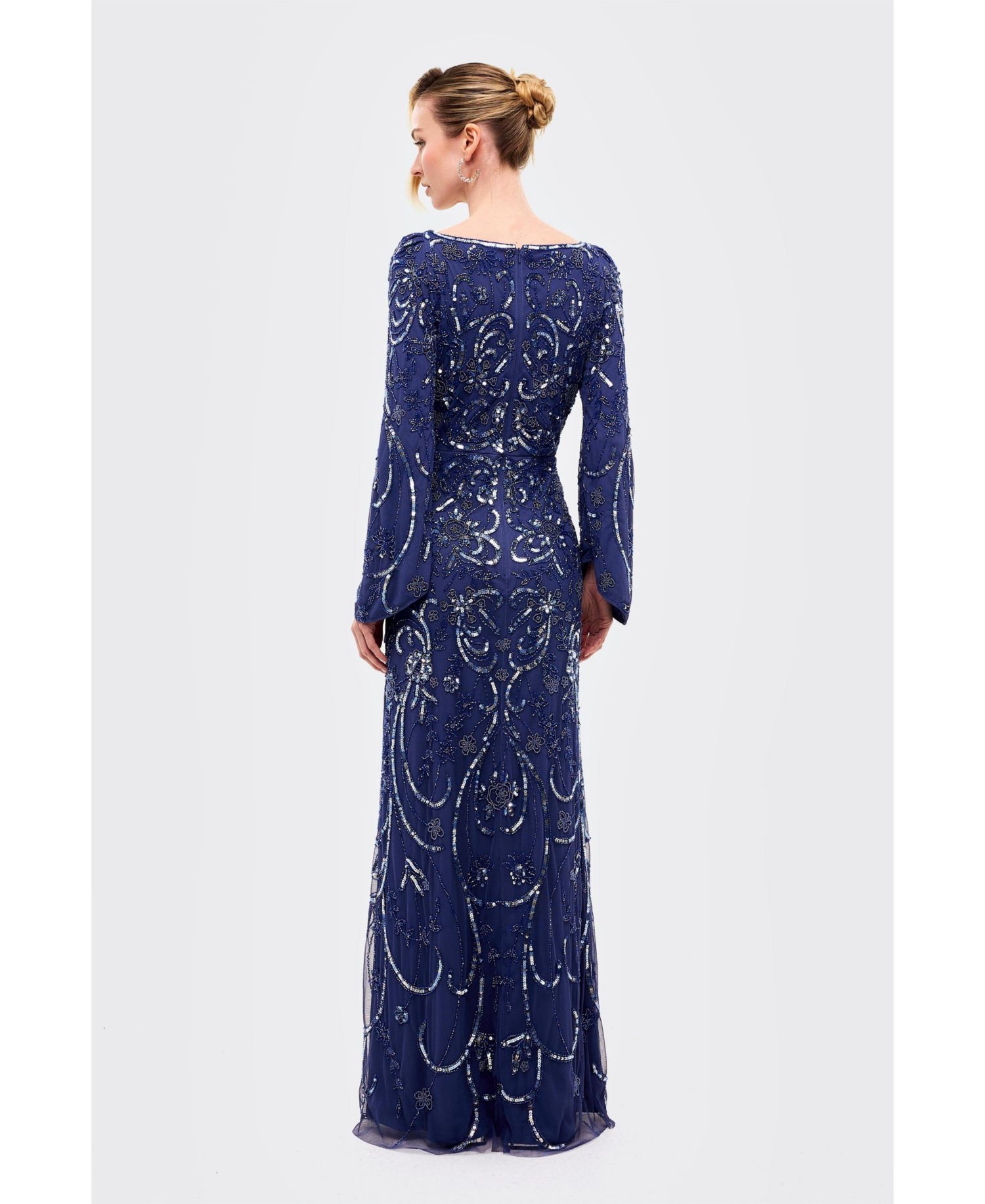 Women's Deep Neck Embellished Sequins Maxi Dress