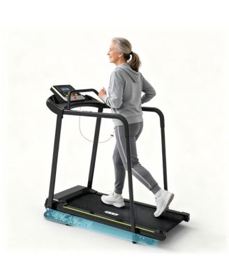 Senior Treadmill for Elderly, Walking Treadmill with Long Side Handrails and Front Handrails for Small Spaces