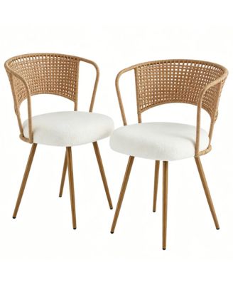 Farmhouse Wicker Soft Dining Chairs Set of 2