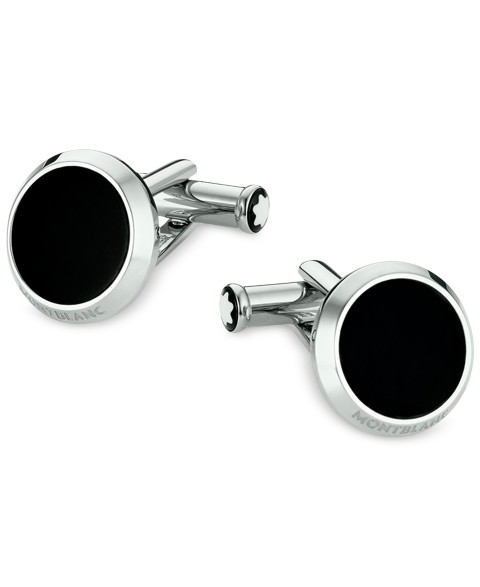 Мужские аксессуары Montblanc Meisterst&uuml;ck Steel and Black Onyx Cufflinks 112896