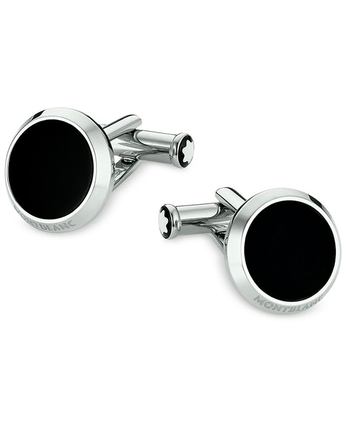 MontblancMontblanc Cufflinks Steel Facetted Onyx Inlay Marca 
