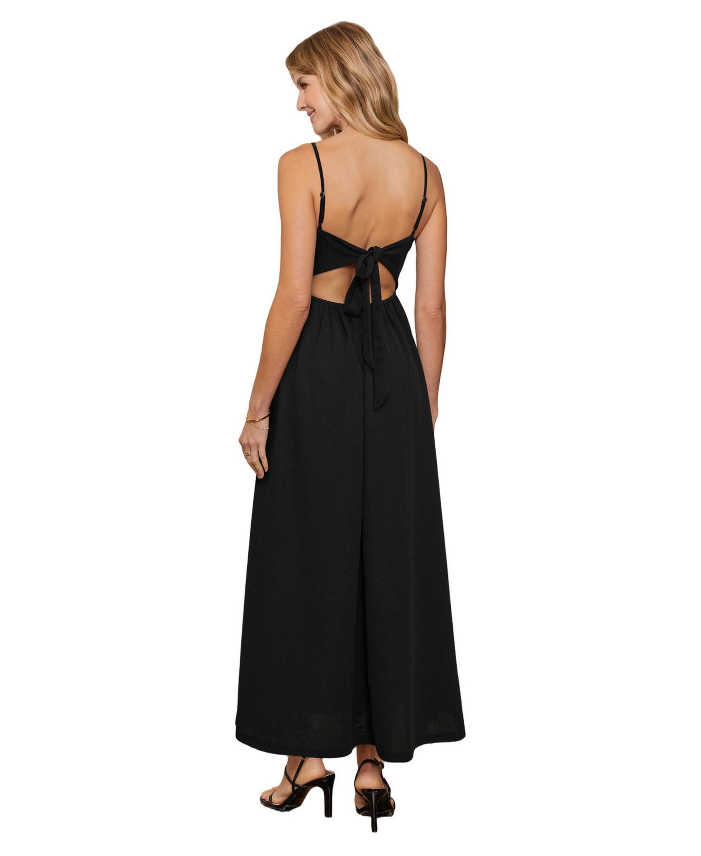 Женское платье Cupshe V-Neck Pull-On Unlined Beach, цвет: Чёрный — фото 3