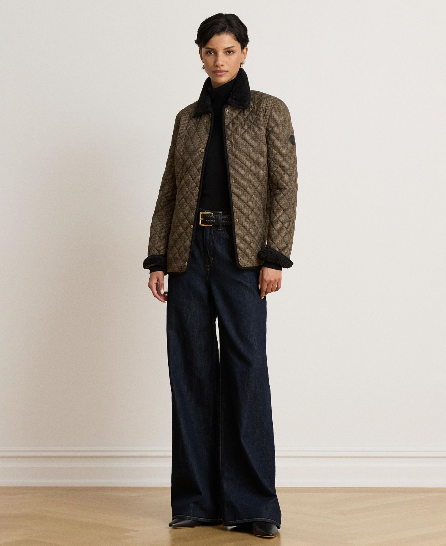 Women's Faux-Sherpa-Collar Quilted Coat