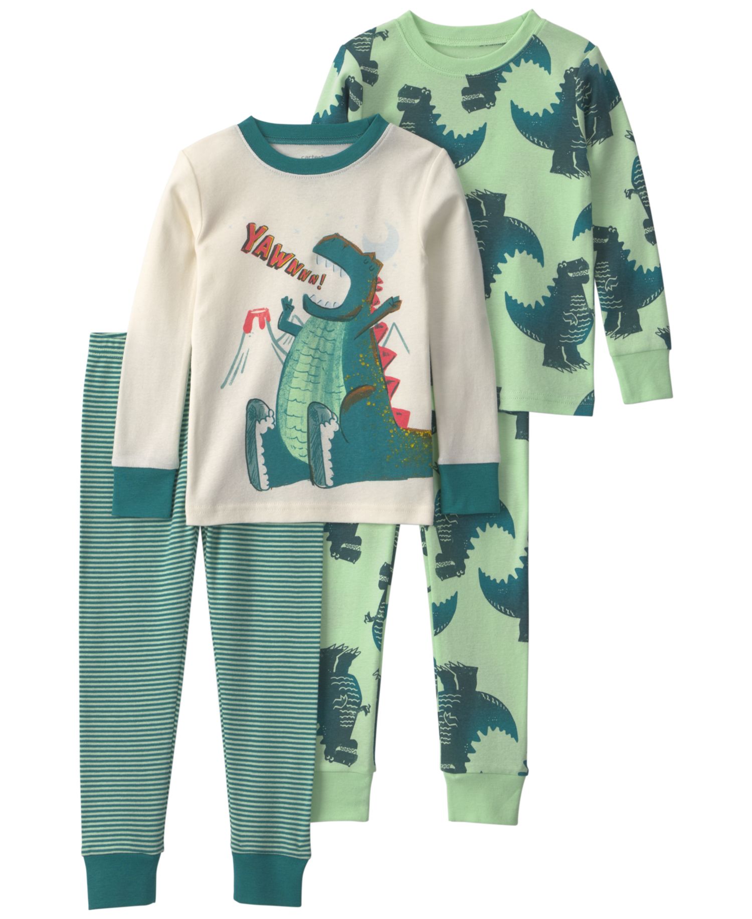 Baby Boys' 'Roar!' Dino 100% Cotton Snug Fit Pajama, 4-Piece Set