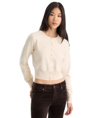 Women's Fine Knit Crewneck Cardigan
