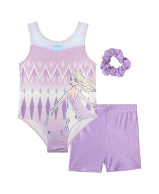 Queen Elsa Girls 5-8 Gymnastics Leotard and Shorts Set