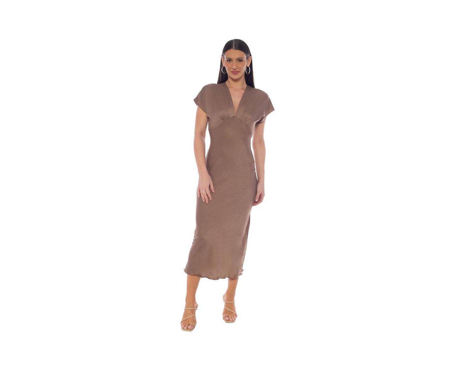 Women's Crepe Satin V-Neck Maxi Dress