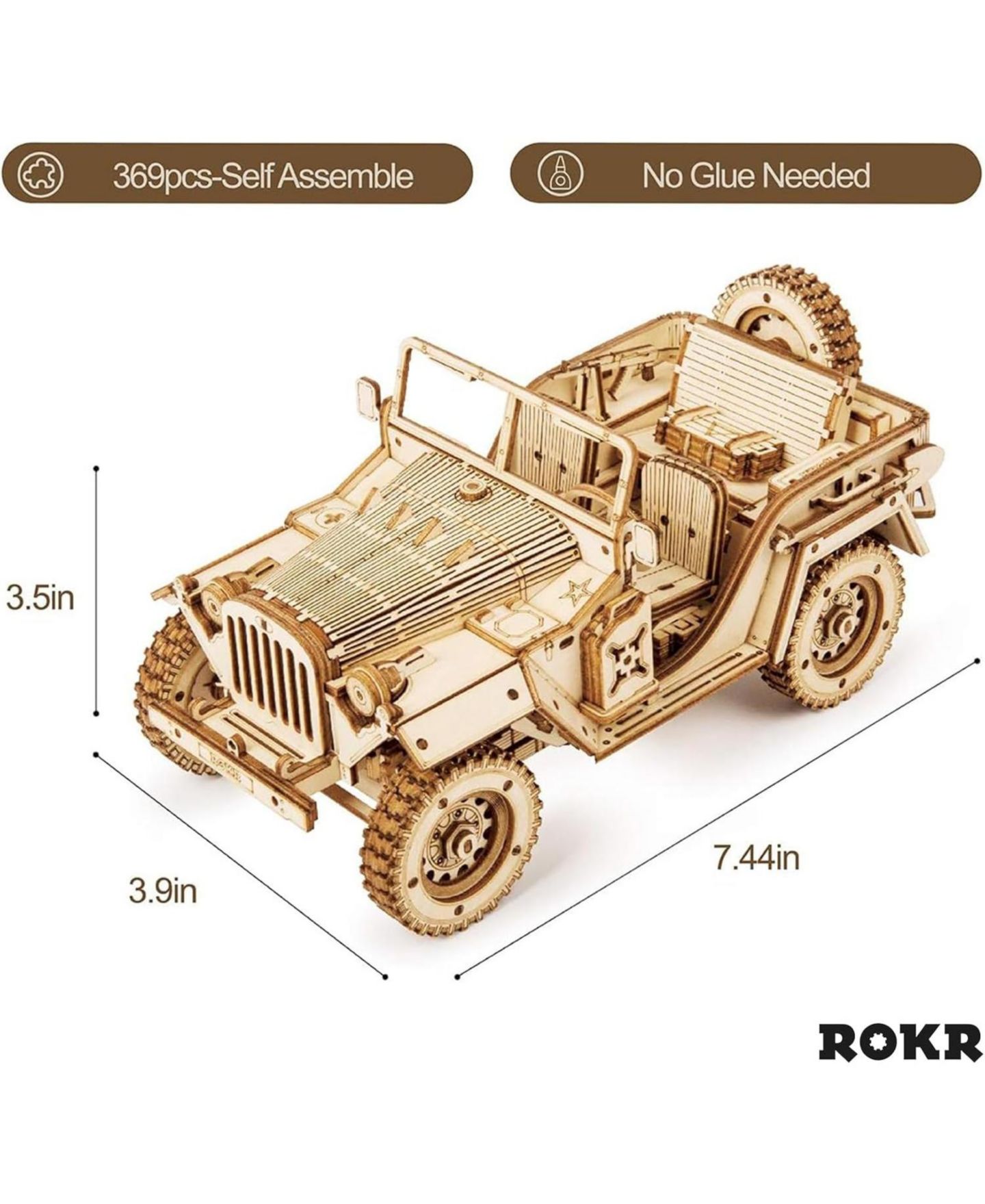 Детский конструктор Robotime Mechanical Vehicle 3D Wooden Puzzle 369-Piece Building Set, Ages 14+, цвет: Бежевый — фото 4