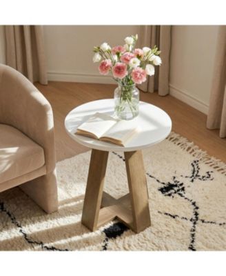 Round Side Table, Modern End Table for Living Room