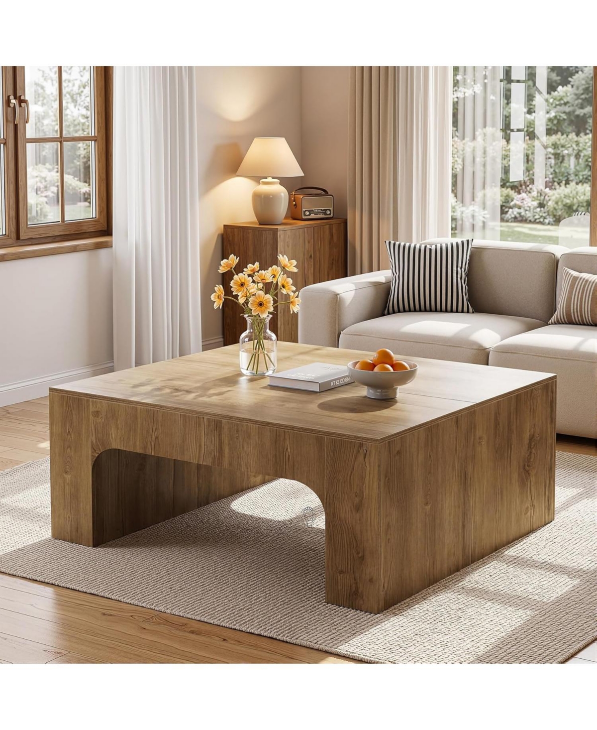 Tribesigns Square Wooden Coffee Table, 39" Large Coffee Table for Living Room
