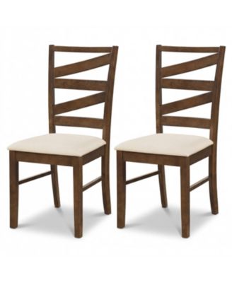 Set of 2 Dining Chairs with Rubber Wood Frame and Back Support