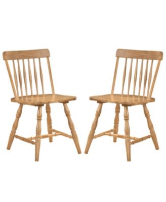 Set of 2 Windsor Dining Chairs with Curved Spindle Backrest