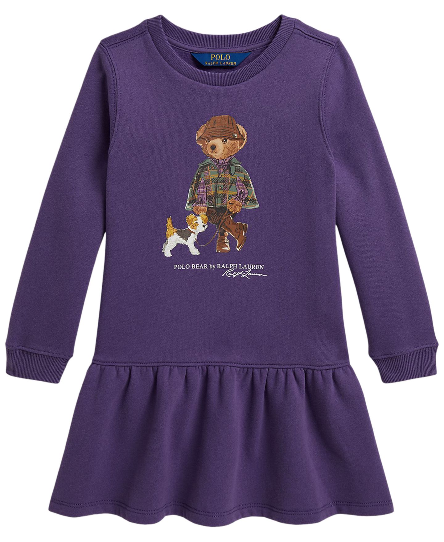 Платье Polo Ralph Lauren Polo Bear Long-Sleeve Dress для девочек, цвет: Фиолетовый — фото 4