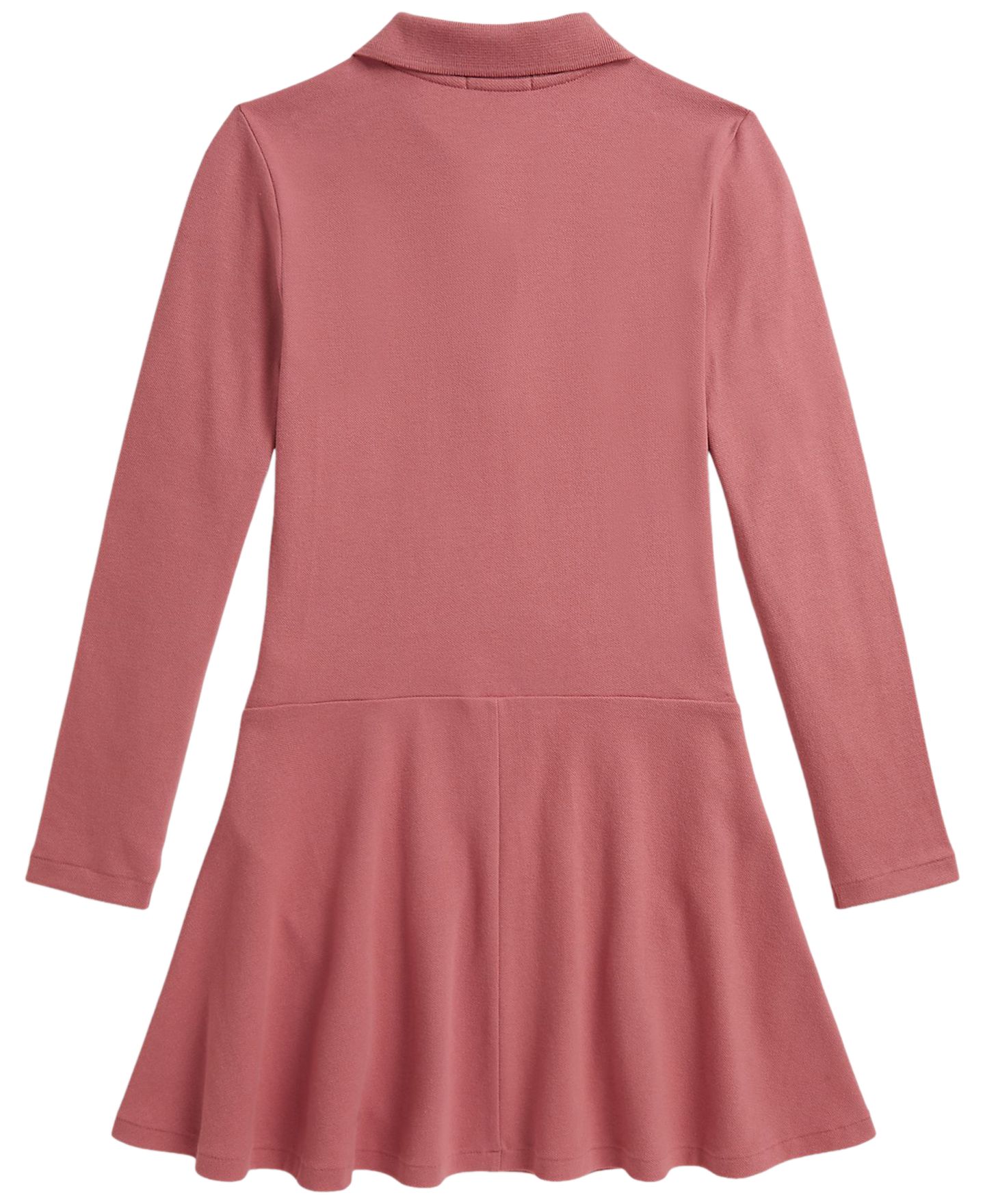 Платье Polo Ralph Lauren Stretch Mesh Long-Sleeve Polo Dress для девочек, цвет: Холщовый розовый — фото 5