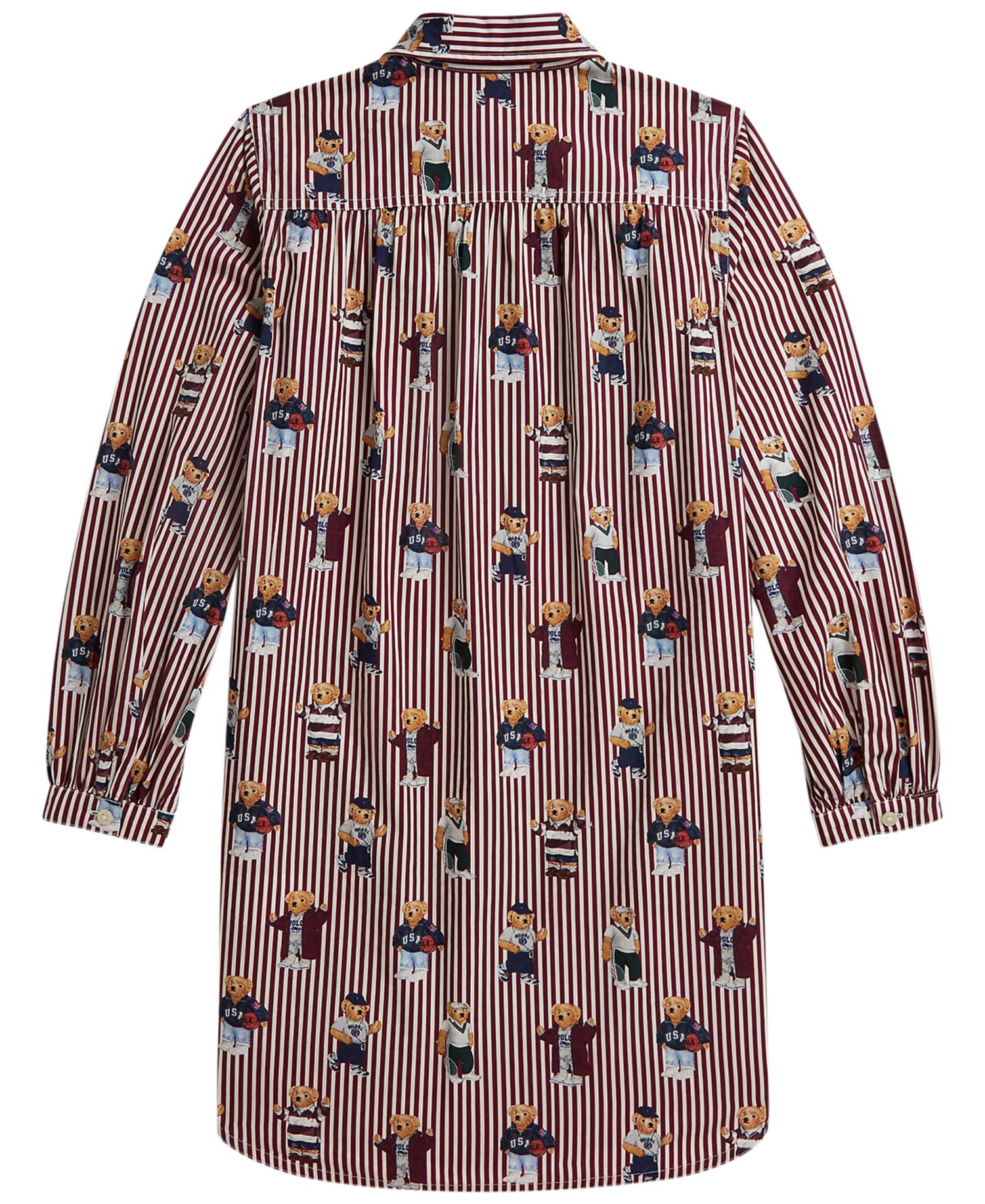 Girls' 7-16 Polo Bear Cotton Poplin Shirt Dress