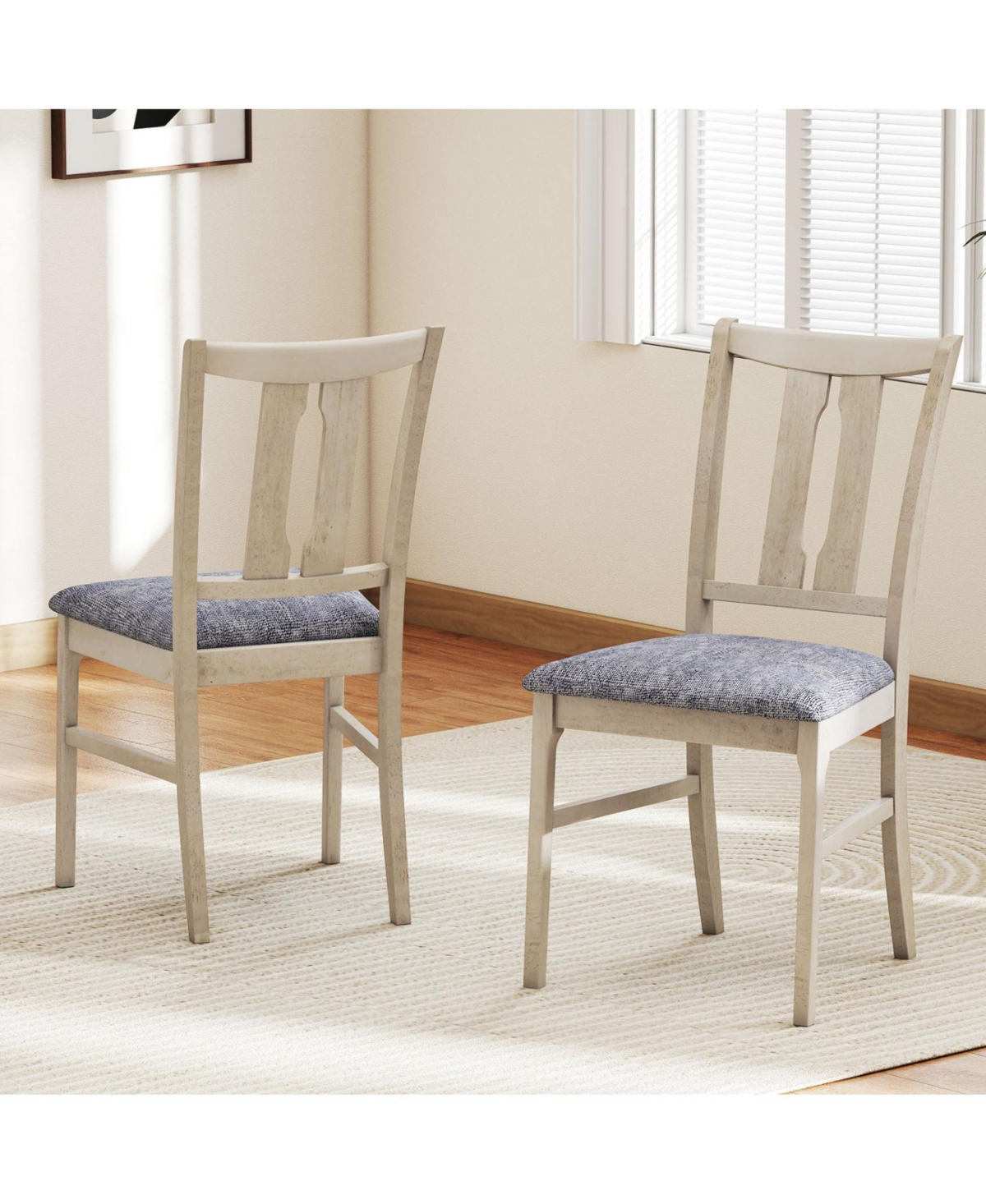 Slickblue Set of 2 Upholstered Dining Chairs Wooden Frame Curved High Back