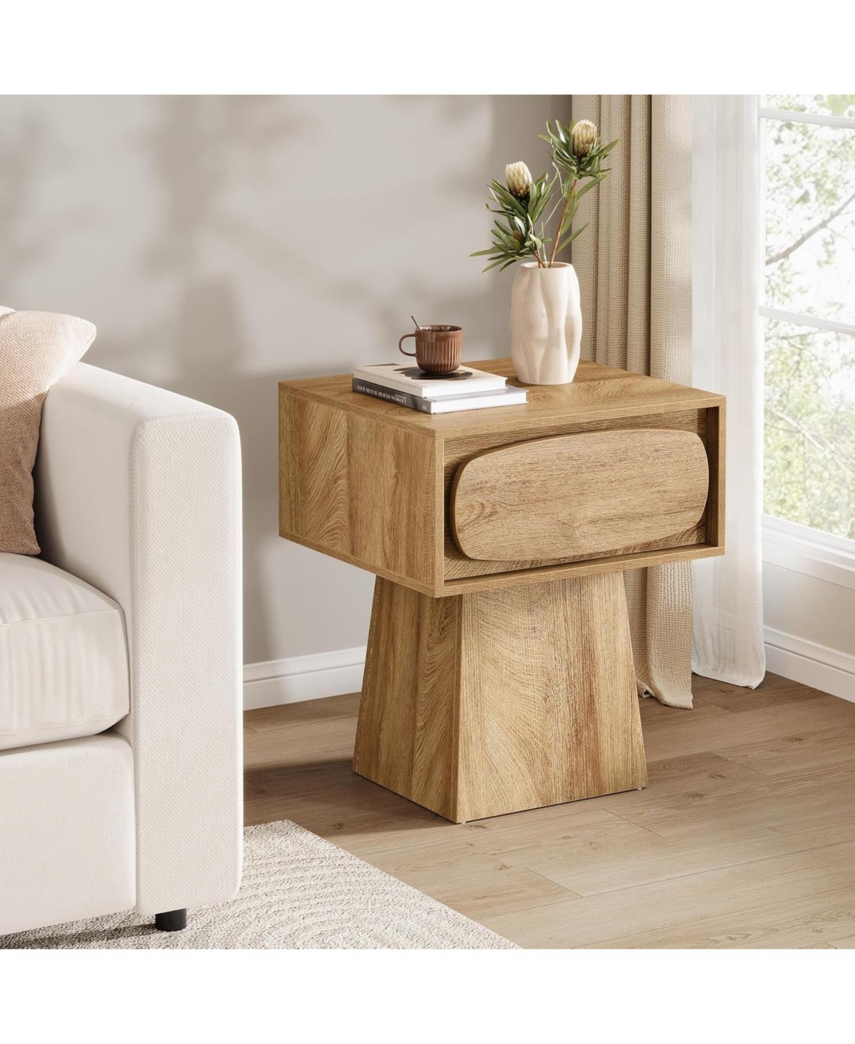 Tribesigns End Table Set of 2, with Storage Drawer, Nightstand Bedside with Handle, Easy Assembly